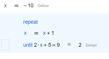 Eksempel på CalcMe-program